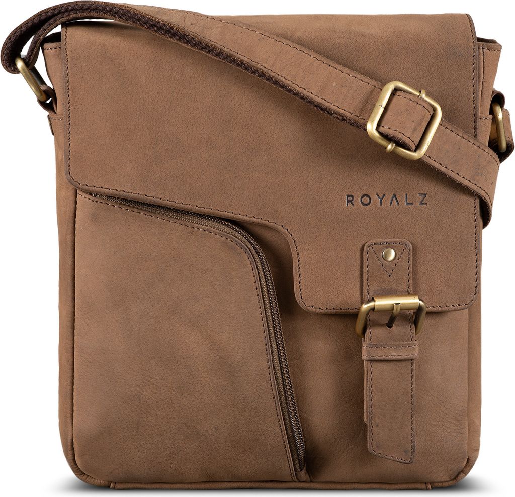 ROYALZ Moderne Vintage Umhängetasche Herren klein Leder "Denver" kleine Ledertasche Echtleder Herrentasche zum Umhängen Schultertasche für Allta...