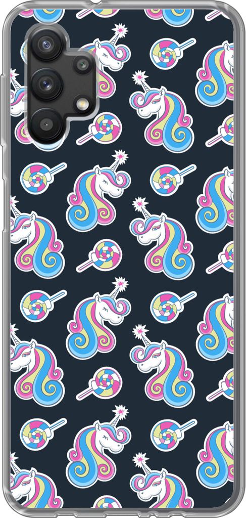 MuchoWow Handyhülle Schutzhülle Hülle für Telefoonhoesje Samsung Galaxy A32 5G Mädchen - Einhorn - Lutscher Bonbons - Muster - Mädchen - Ki...