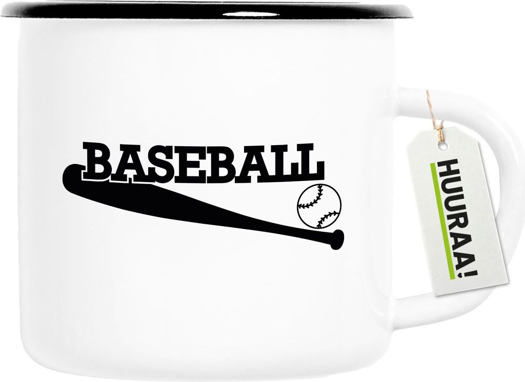 Huuraa Emaille Tasse Baseball Baseballschläger 300ml Vintage Campingbecher Geschenkidee