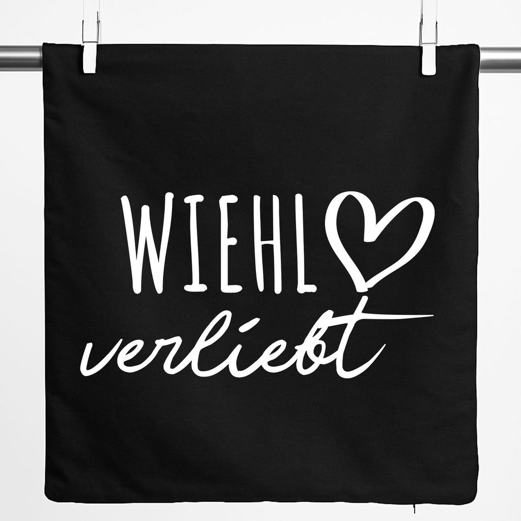 Huuraa Kissenbezug Wiehl verliebt 40x40cm Black Baumwolle Dekokissenbezug Geschenkidee