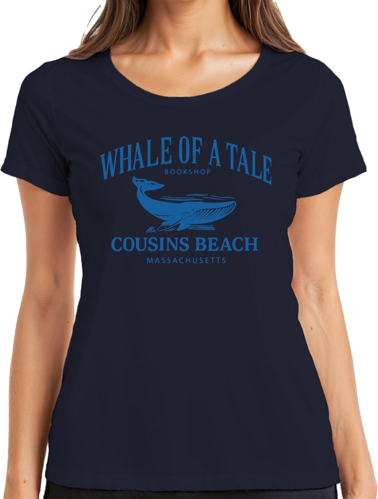 Whale of a Tale Cousins Beach Massachusetts Maritim Vintage Meer Damen T-Shirt, Navy, XXL