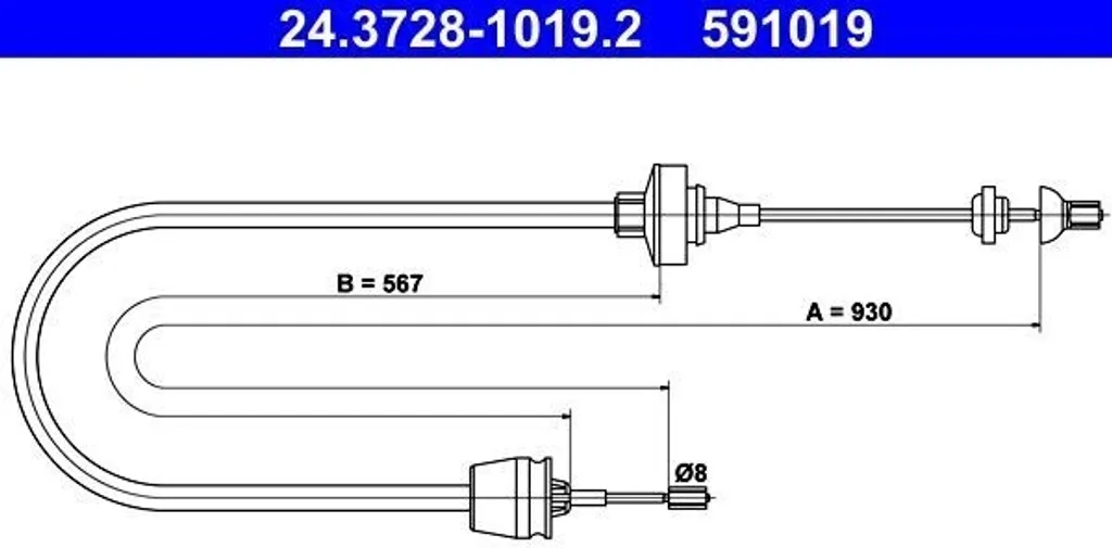 Câble d'embrayage ATE haute résistance pour Renault Twingo I 7700430111