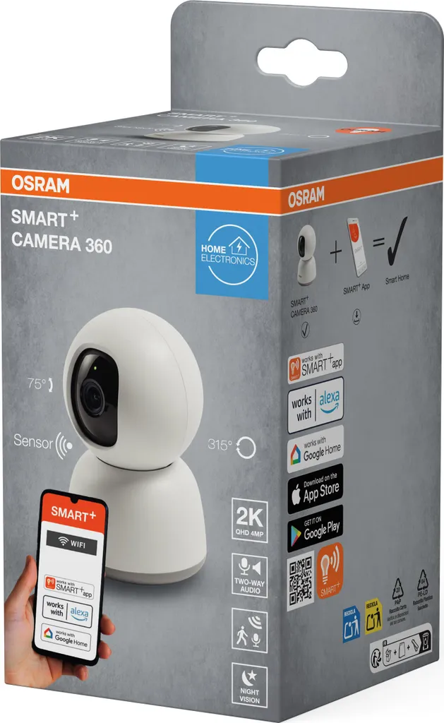 Caméra Sécurité 360° WiFi contre les Angles Morts - Résolution 2K QHD - 2