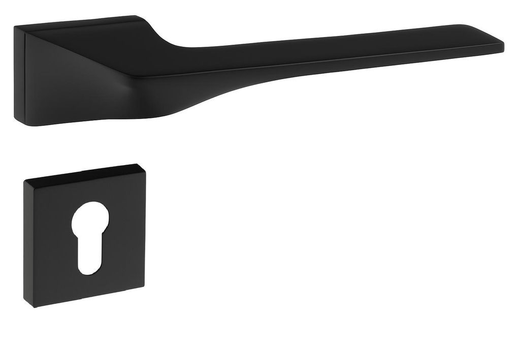 QRS Türklinke VELA Schwarz Matt – Premium Türgriff mit verdeckter Rosette + PZ-Profilzylinder-Rosette