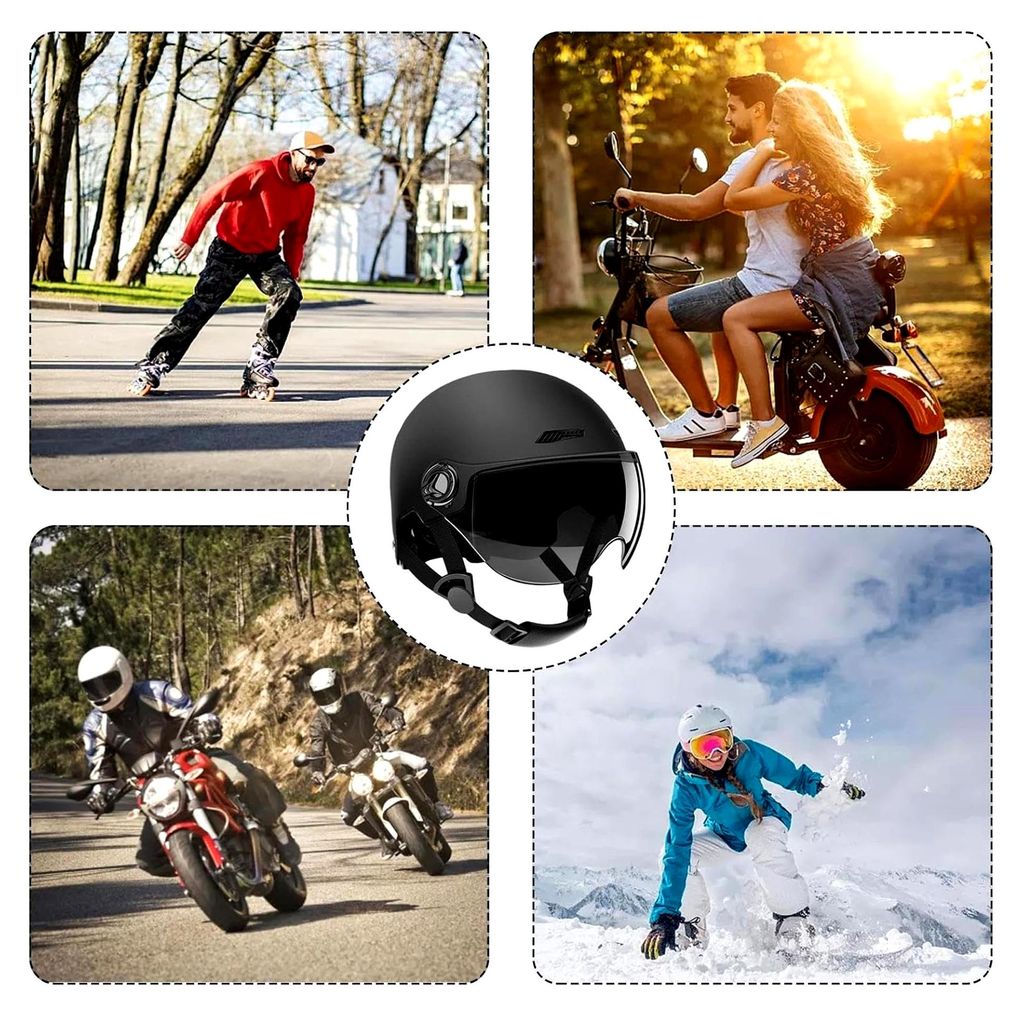 Fahrradkappe, Fahrradhelm Mit Elektrischem Visier, Helm Für Elektroroller, Elektrischer Fahrradhelm Mit Schutz, Skate Helm Für Herren, Fahrradhel...