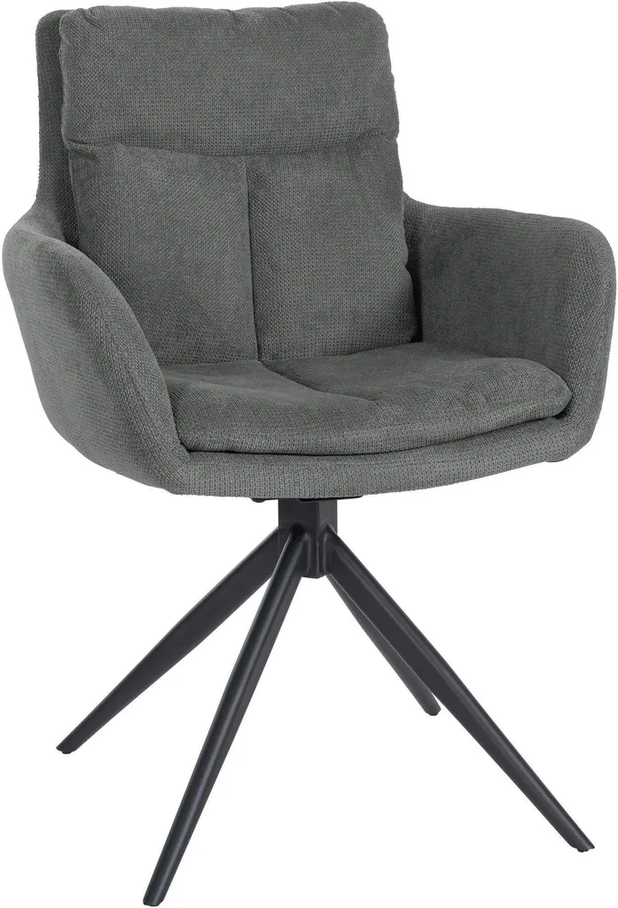 Chaise pivotante de salle à manger avec accoudoirs Vilas Tissu Gris