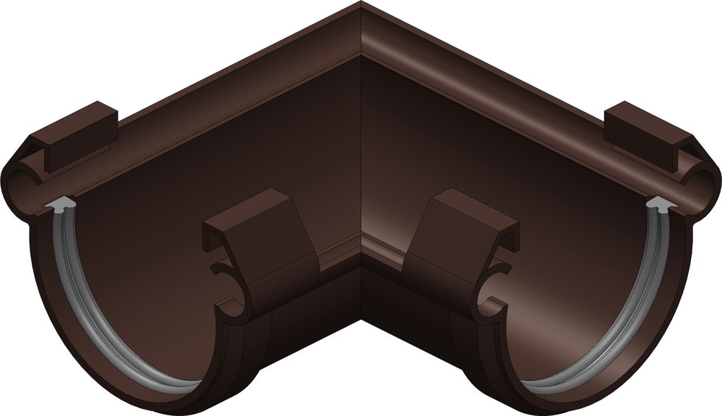 Dachrinne Halbrund 60mm Einzelteile | Außenecke Innenecke Winkel 90° Braun | Kunststoff PVC Fallrohr DN60 | Gartenhaus Carport Terasse