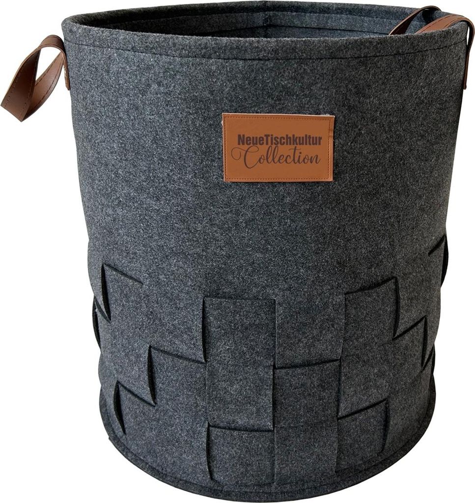 Wäschekorb 55 Liter Briena Filz Dunkelgrau Produktbild 