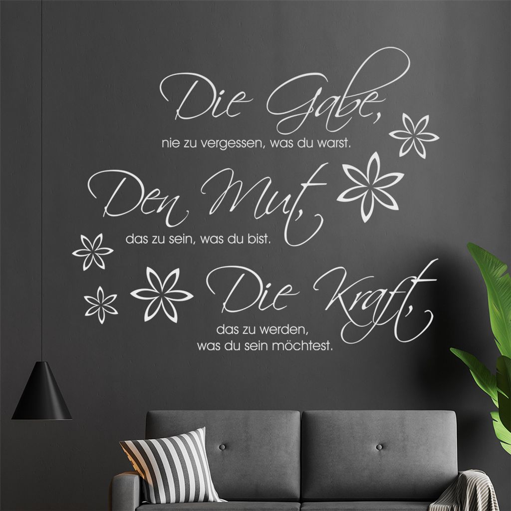 Die Gabe nie zu ... Wandtattoo in 6 Größen - Wandaufkleber Wall Sticker - Dekoration, Küche, Wohnzimmer, Schlafzimmer, Badezimmer