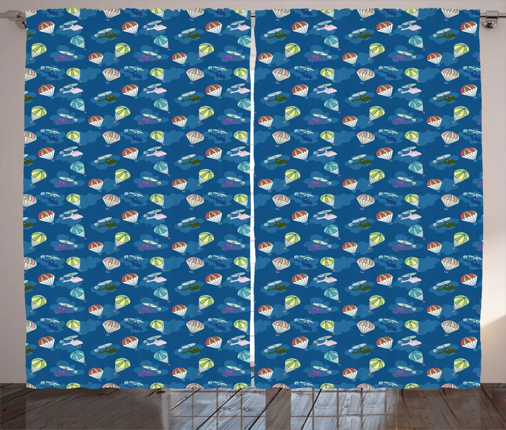 Rideaux ABAKUHAUS Ballon rustique bleu ciel 280 x 225 cm avec crochets
