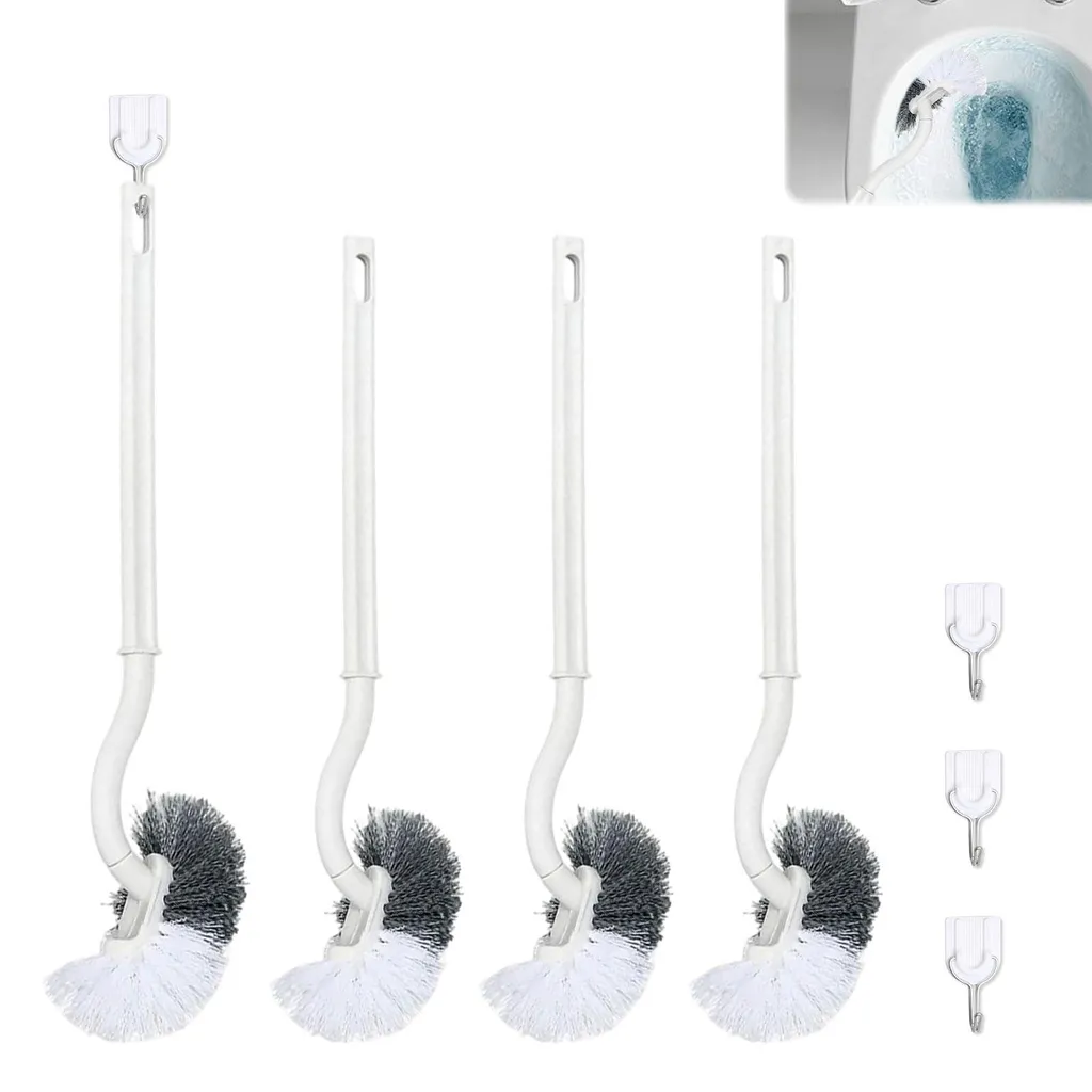 Kit Nettoyage WC 4 Pièces : Brosse Long Manche pour Zones Difficiles