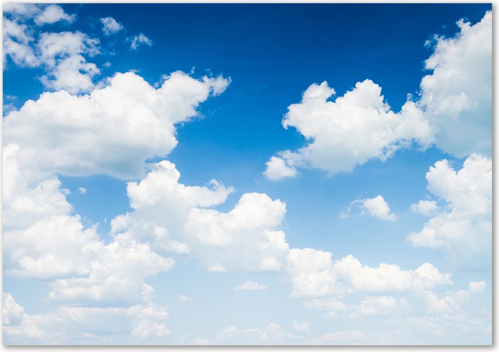 Tulup Glas-Bild - 100 x 70 - Wandbild aus Glas - Wandkunst - Wandbild hinter gehärtetem Sicherheitsglas - Landschaften - Wolken Himmel - Blau