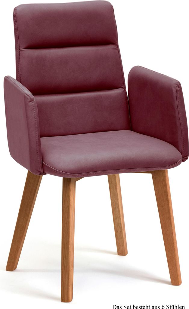Armlehnstuhl (6er-Set) Darelle 52x92x60 Eiche geölt/Marsala