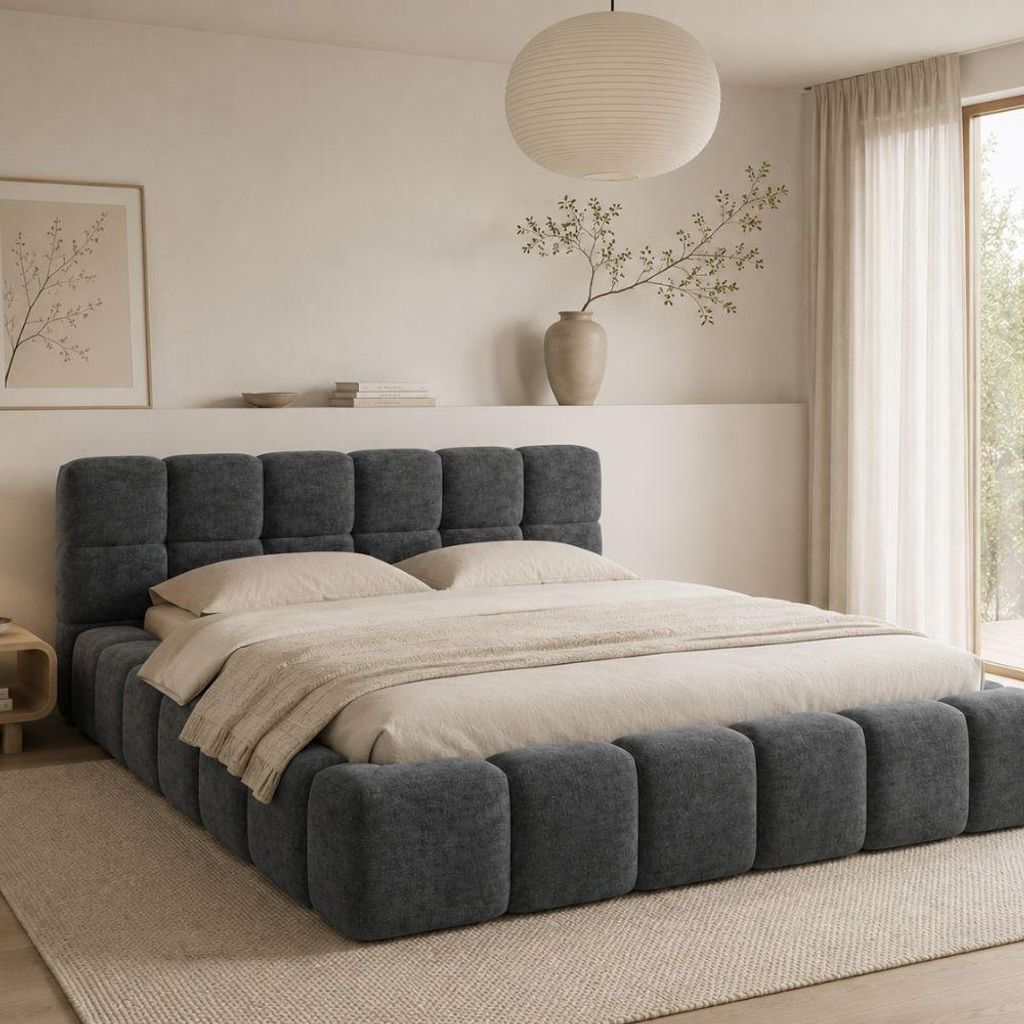 Lit tapissé NUBO Premium, dimensions 160x200 cm, avec Image du produit 
