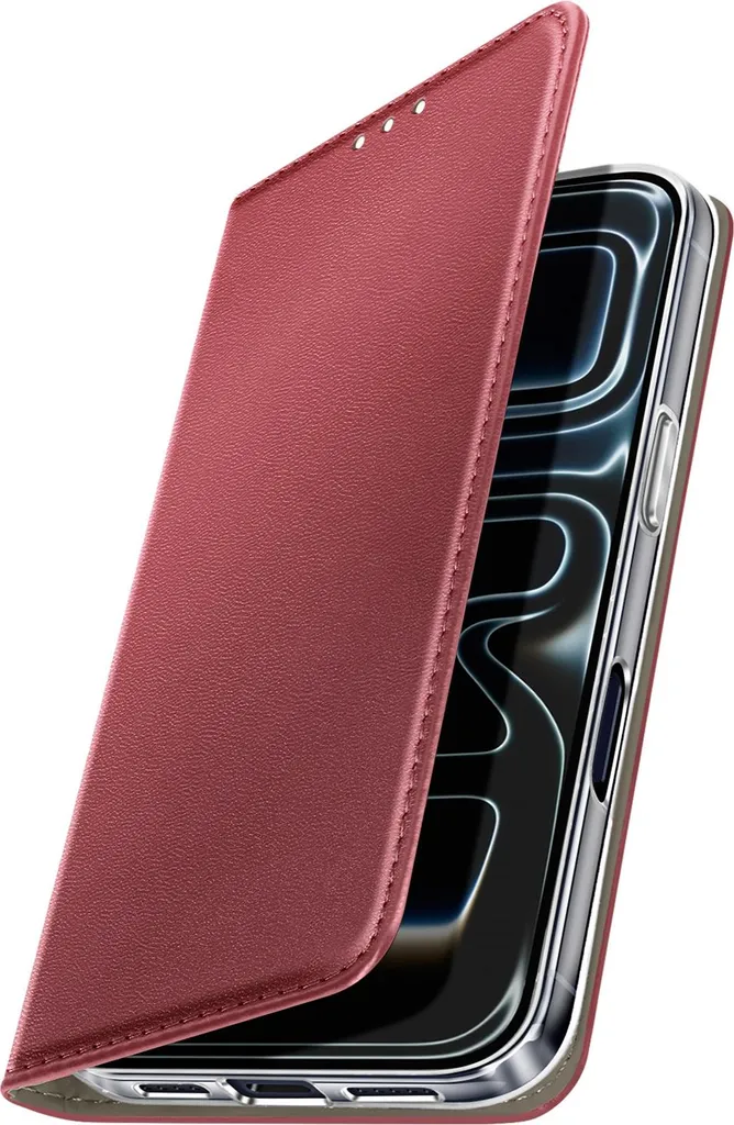 Avizar, Custodia Folio per iPhone 17 Pro Max con slot per schede e supporto, rosso vino