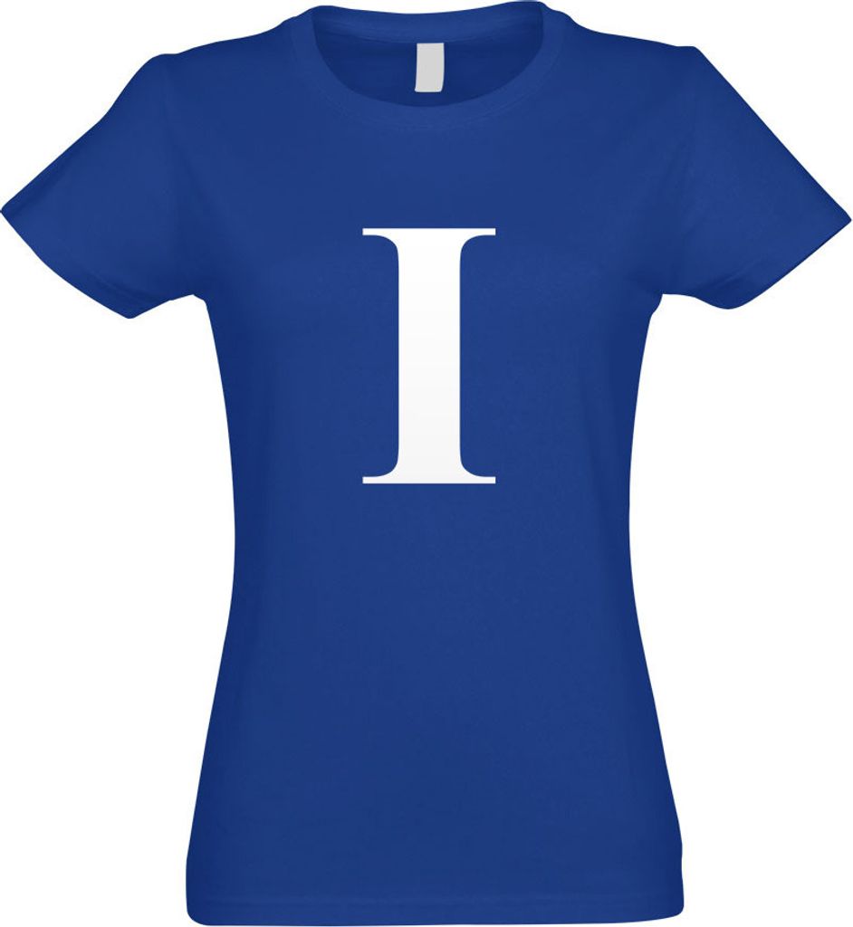 Kiwistar - T-Shirt tailliert - Damen - royal - Buchstabe I - Alphabet - mit Motiv Bedruckt - Funshirt Design - Sport - Freizeit - Damen - XXL