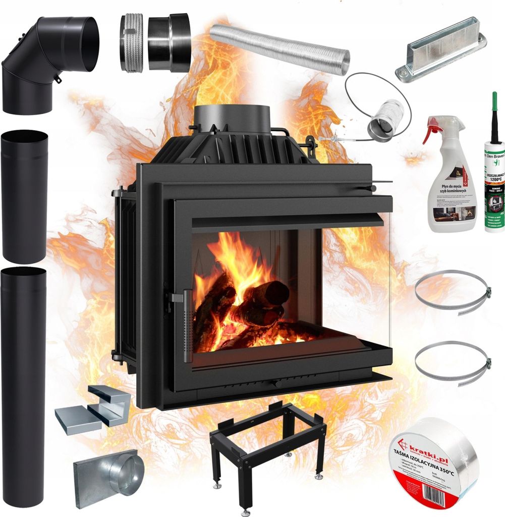 Luftkamineinsatz KRATKI SIMPLE 8 kW Ø200 Einlass rechts Produktbild 