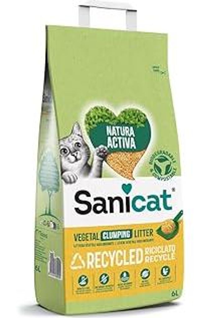 Sanicat – Klumpstreu aus recycelten Maiskolben, ausgezeichnete Absorption und Geruchsbindung, umweltfreundliches und biologisch abbaubares Produk...