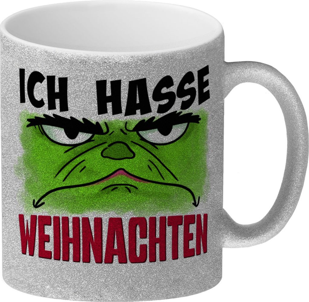 Ich hasse Weihnachten Glitzer-Kaffeebecher