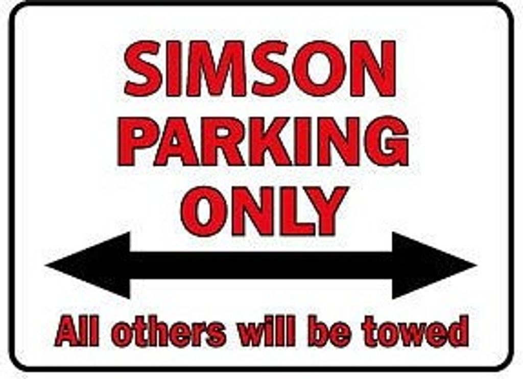 Schild aus Kunststoff - Parkschild - Simson Parking Only - Gr. ca. 40 x 30 cm - 303077