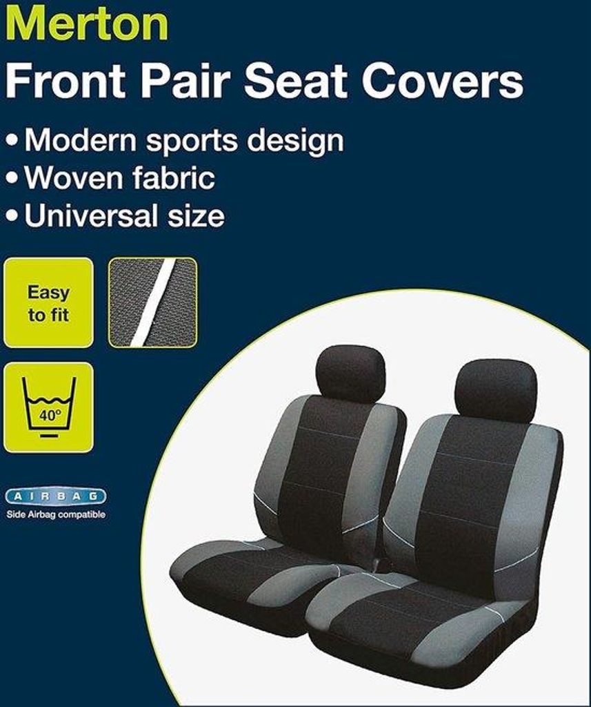 Universal set schwarz/grau für Vordersitze und Kopfstützen SS3633 - vollständiges Set mit elastischer Verstellung, für Seitenairbag geeignet un...