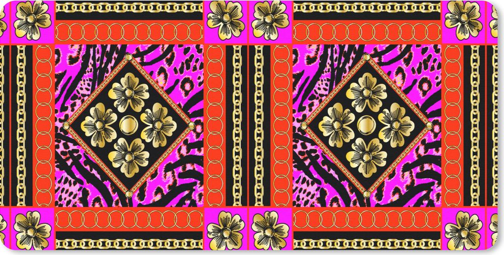 MuchoWow Mauspad Mousepad Blumen - Halskette - Pantherdruck - Gold - Muster 60x30 cm - Mousepads - Maus Mat - Pad - Mausunterlage - Nachhaltig