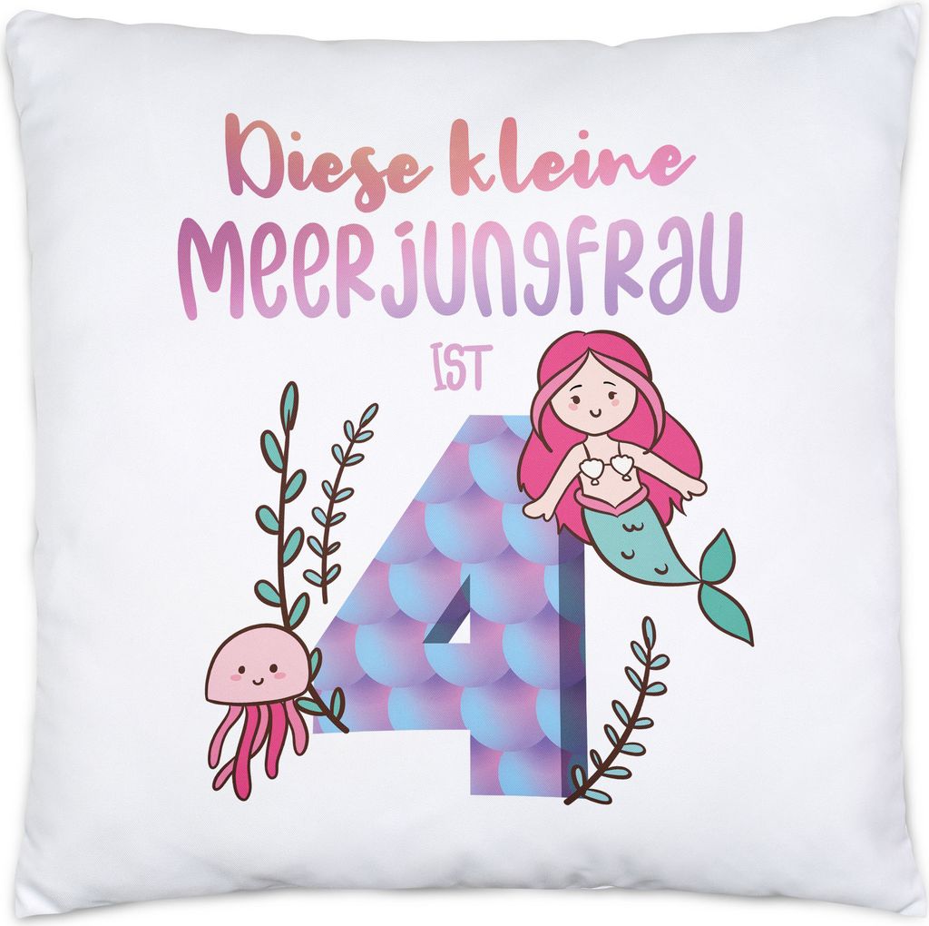 Diese Kleine Meerjungfrau Ist 4 Kissen Inkl. Füllung Geburtstagsgeschenk 4. Geburtstag Süßes Motiv