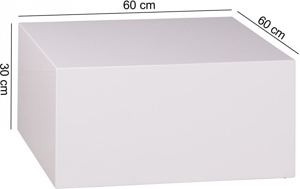 FineBuy Couchtisch MONOBLOC Holztisch Weiß 60 cm Produktbild 3