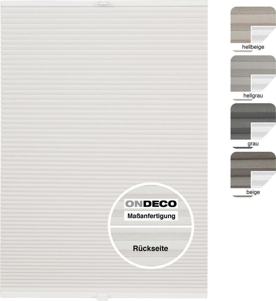 Wabenplissee auf Maß Thermo ohne Bohren verdunklung Farbe: Weiß, Größe: B): 71-80 cm, H): 201-250 cm