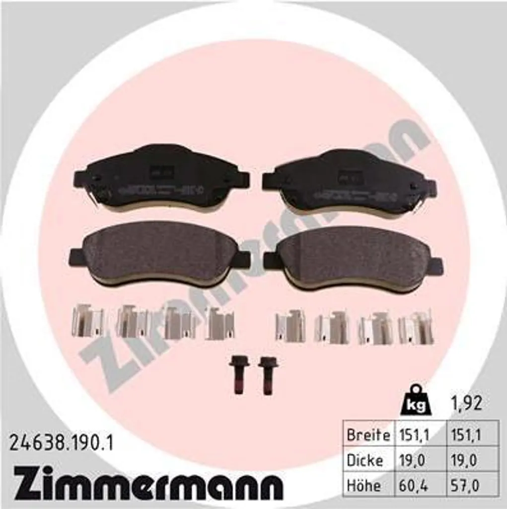 Zimmermann 24638.190.1 Jeu de Plaquettes de Frein pour CR-V OE 45022SWWG00