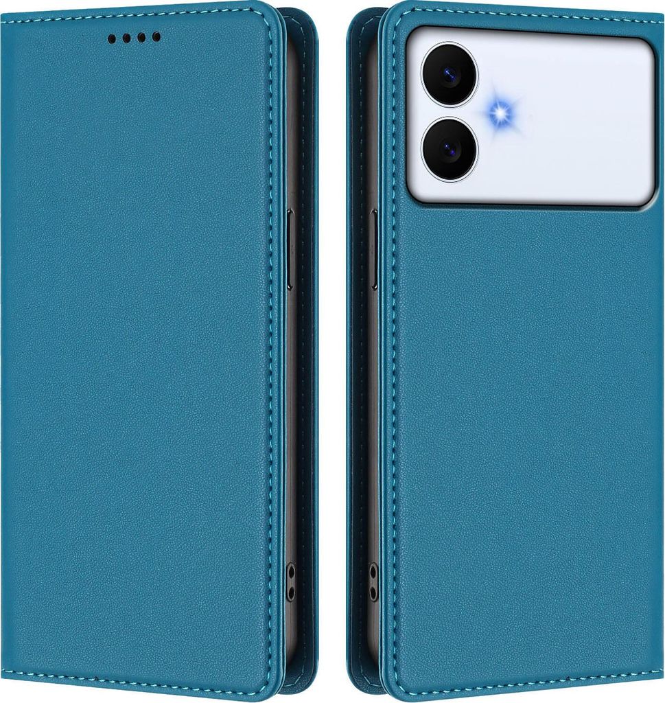 Handyhülle für Samsung Galaxy S26 Edge, Kunstleder Klapphülle Stoßfeste Magnetische Hülle mit Ständer Blau