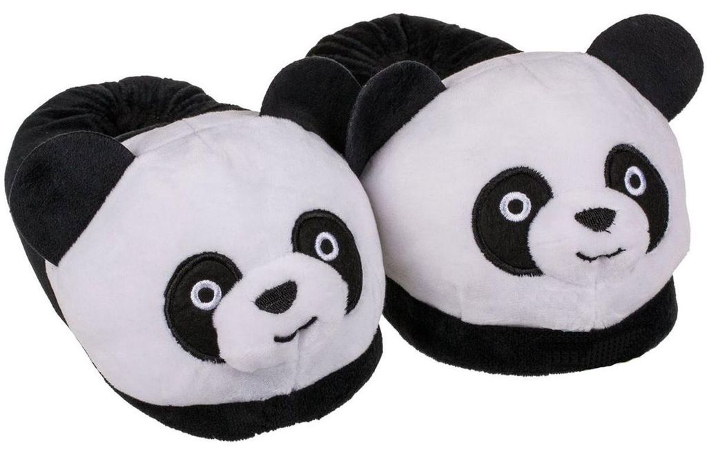 Panda Kuschel Hausschuhe schwarz/weiß Gr. 31 - 42 Fun Produktbild 