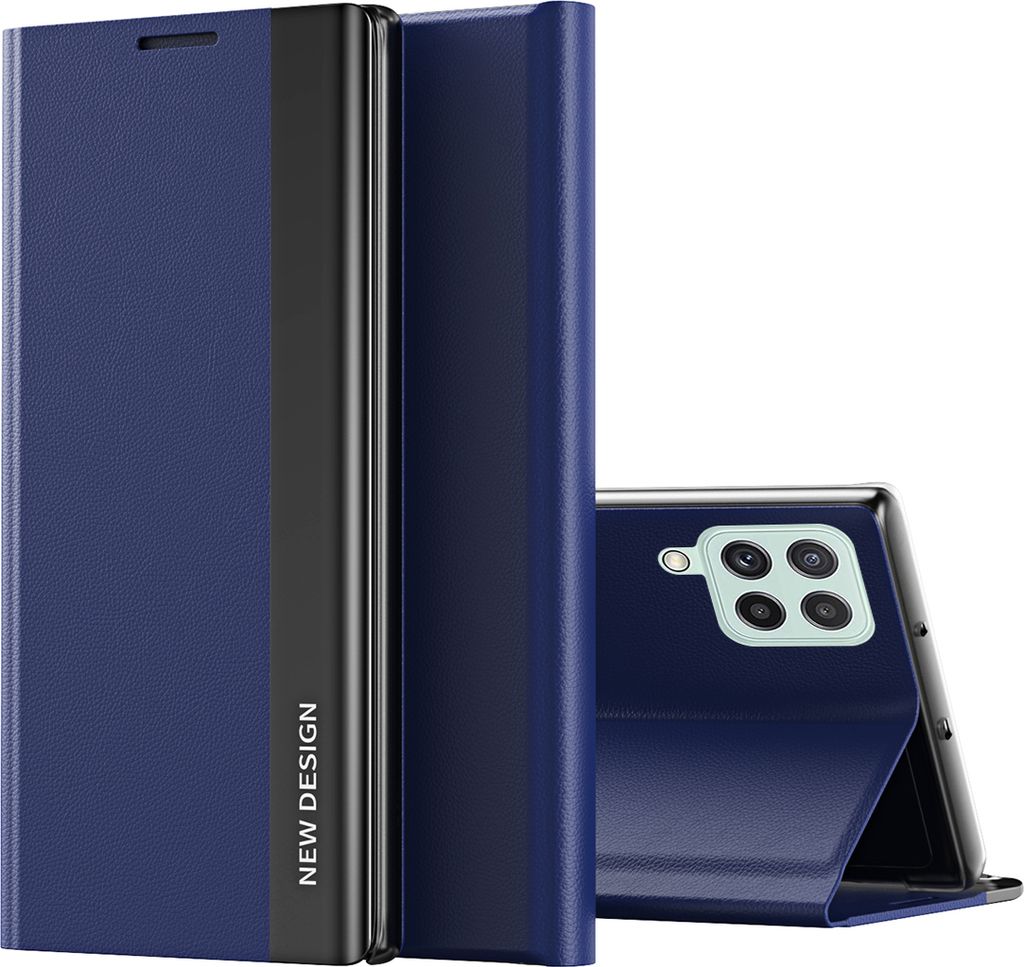 Galaxy A22 4G Hülle, LaimTop Leder PolyurethanMagnetisch Klapp Stand Schutzhülle für Samsung Galaxy A22 4G Navy blau