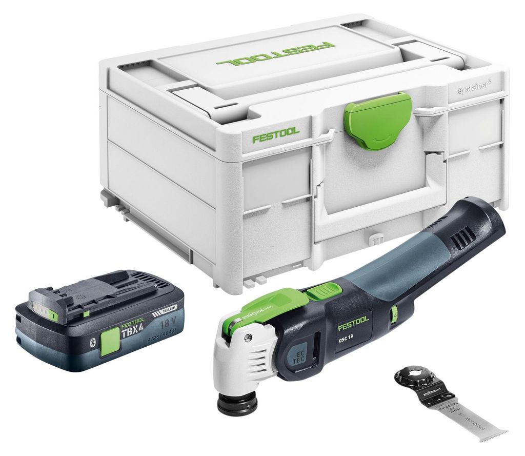 Festool OSC 18 E-Basic Akku Oszillierer 18 V Starlock Max Brushless + 1x Akku 4,0 Ah + Systainer - ohne Ladegerät