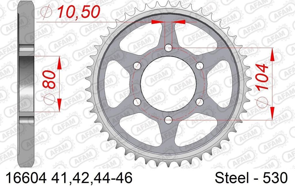 AFAM Standard Stahlritzel hinten 16604 - 530