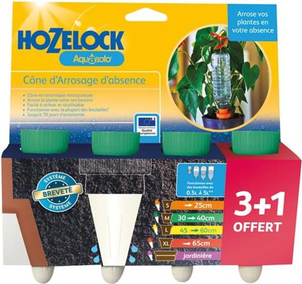 Cône Aquasolo Céramique Vert Pack 3+1 pour Arrosage Automatique Pot