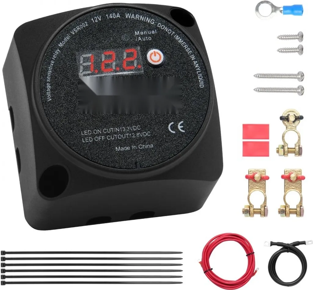 Relè Di Separazione Batteria 12V/140A BSR – Automatico Con Display LCD, Impermeabile IP65, Per Camper, Auto, Barca, 4x4
