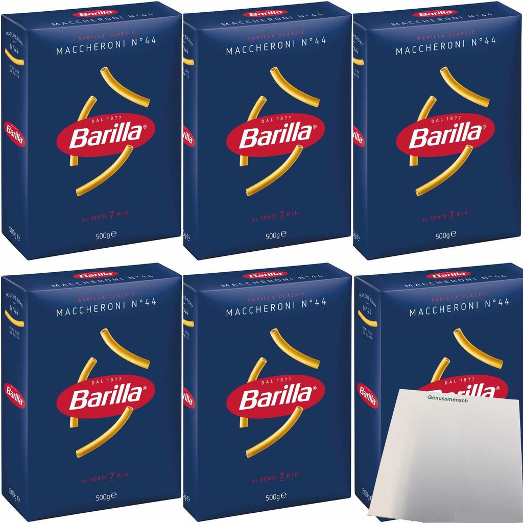 Barilla Pasta Maccheroni 6er Pack (6x500g Packung) + usy Block