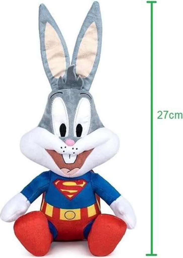 Doudou Bugs Bunny Superman 27cm - Peluche Douce pour Enfant et Adulte