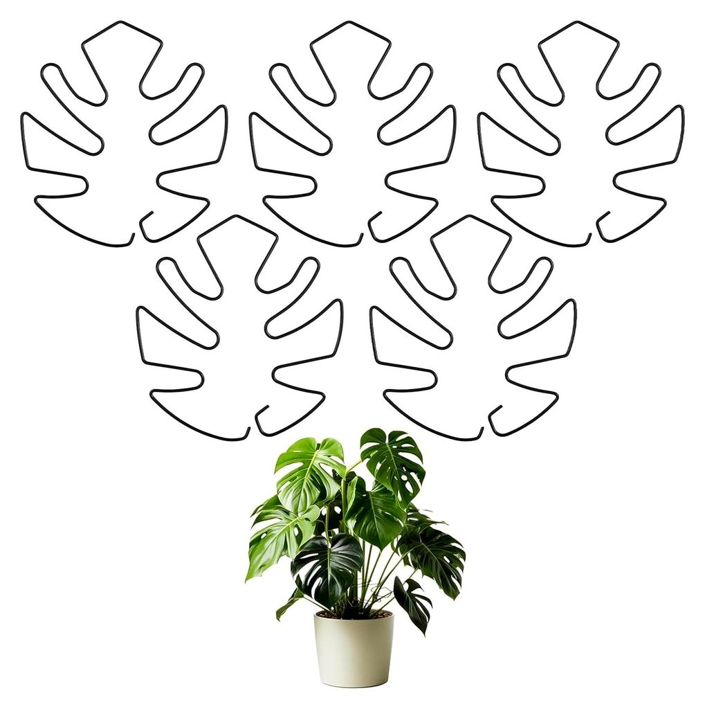 5 Stück Pflanzenstütze Monstera, Pflanzenstammhalter mit einzigartigem Blattdesign, dekorative Pflanzenstütze, Blätterhalter für Zimmerpflanze...