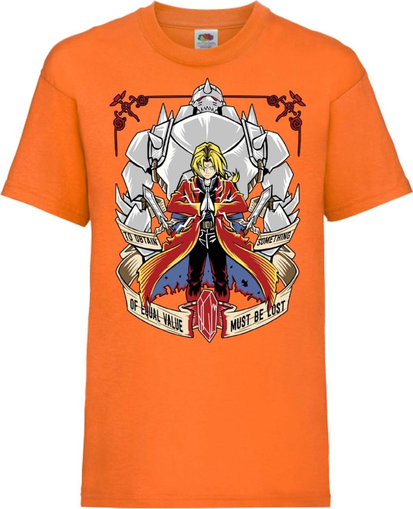 Kinder T-Shirt Fullmetal Alchemist Edward Elric Fullmetal Edward, 7-8 Jahr - 128 / Orange
