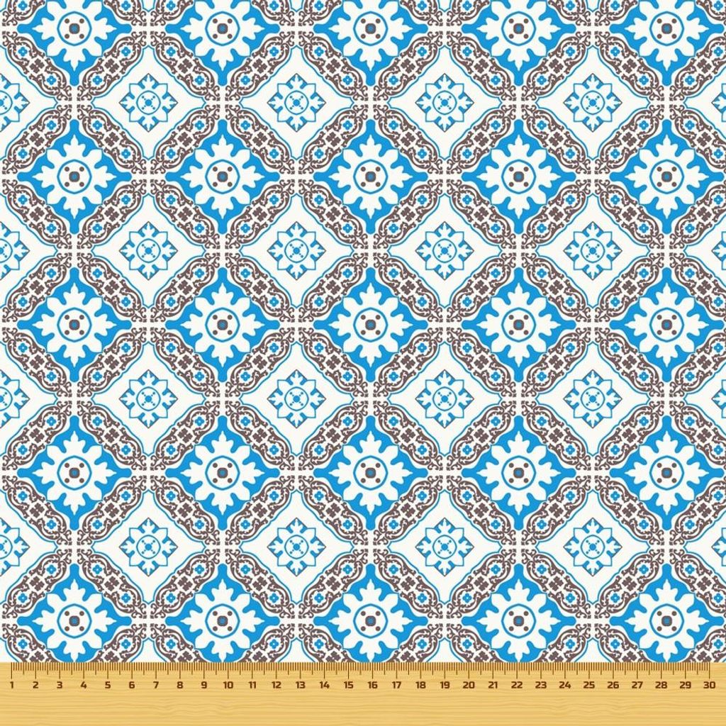 OUTDOOR DEKOSTOFFE OXFORD - Motiv geometrisches blaues Muster I DR046