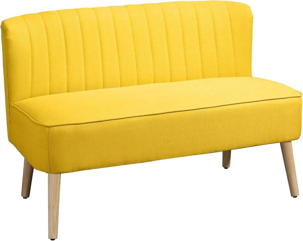Sofa 2-Sitzer Loveseat in Leinen-Optik, Polstersofa 117x56,5x77 cm, Gelb