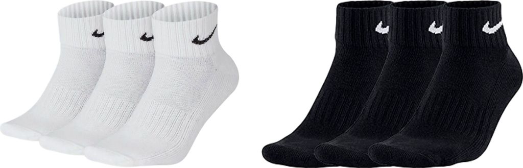6 Paar Nike Herren Damen One Quater Socks Kurze Socke Knöchelhoch - Farbe: weiß schwarz - Größe: 38-42
