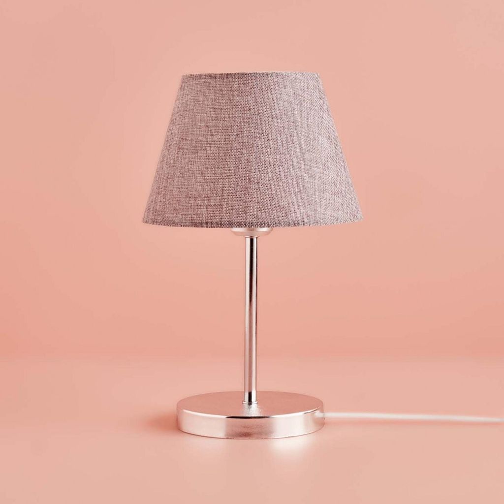 Opviq, AYD-3405, Tischlampe, 100 % Stoff, Grau, 22 x 22 x 37 cm