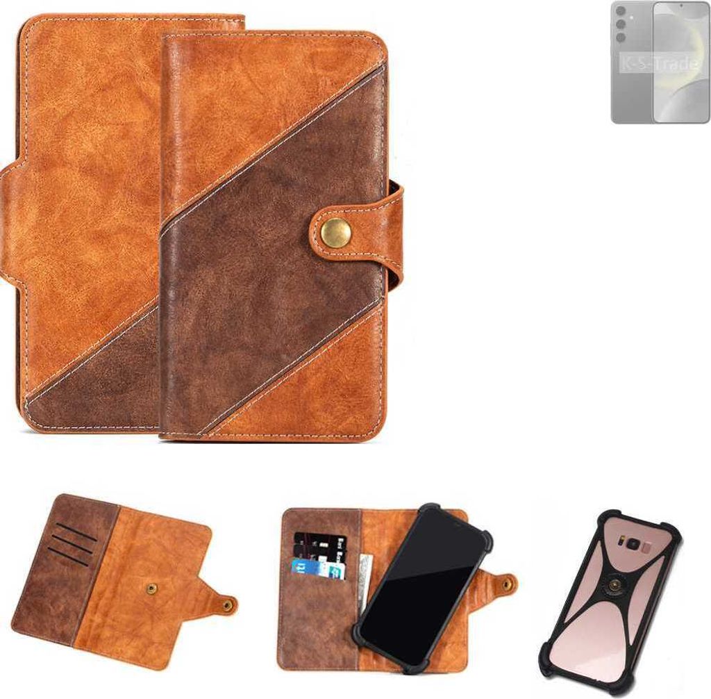 K-S-Trade Handyhülle Schutzhülle Bookstyle Case Wallet-Case kompatibel mit Samsung Galaxy S24+ Exynos Cover Klapphülle Kantenschutz Smartphone