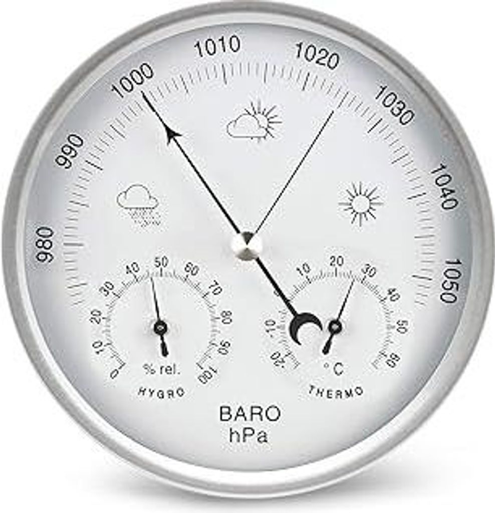 Zifferblatt Typ Wetterstation analog 3 in 1 Barometer Thermometer Hygrometer 132mm Durchmesser Barometer analog Wetterstation für innen und außen...