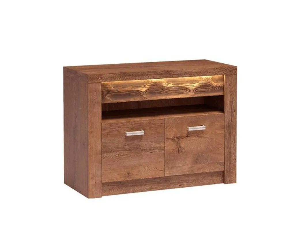 Meuble TV LED CHALAPATA 1 frêne clair avec nombreux rangements malins