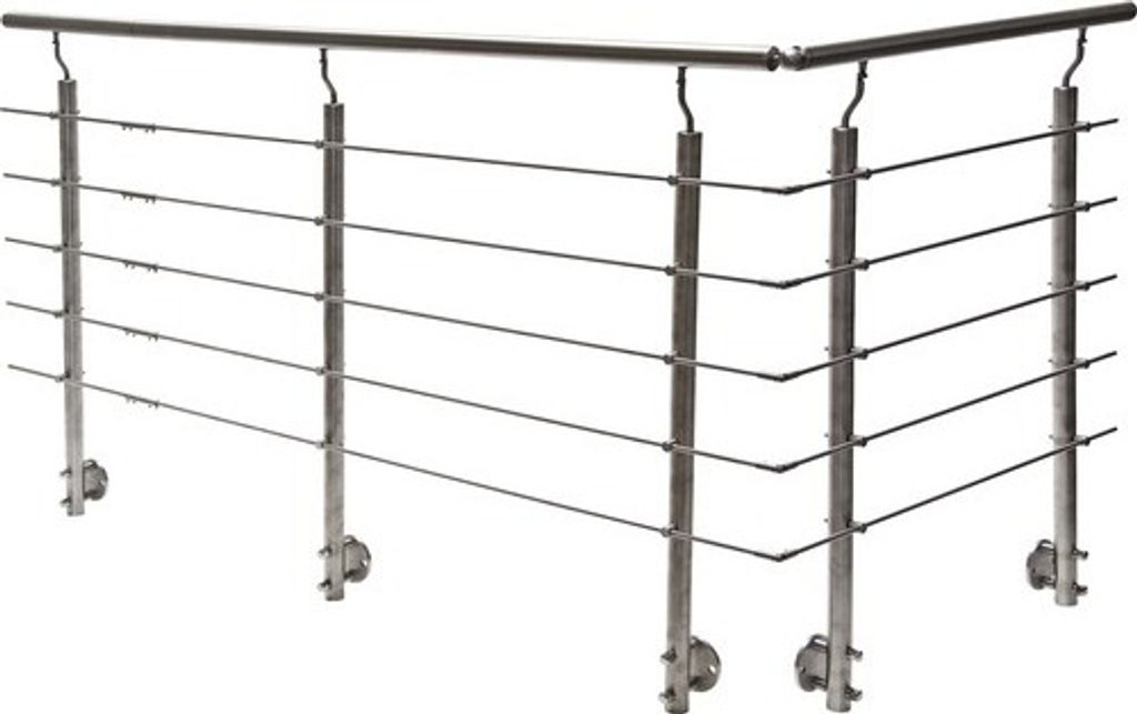 Pertura Geländer-Komplettset Hestia L-Form Edelstahl mit Rundstäbenfür Seitenmontage B: 5 m