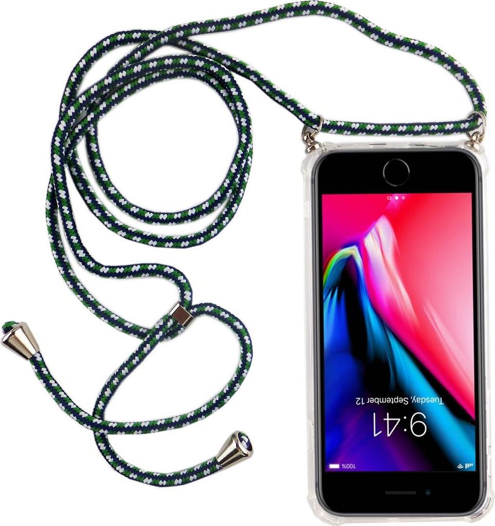 Handykette für Apple iPhone 7 Plus / 8 Plus - Smartphone Necklace Hülle mit Band - Schnur mit Case zum umhängen in Grün